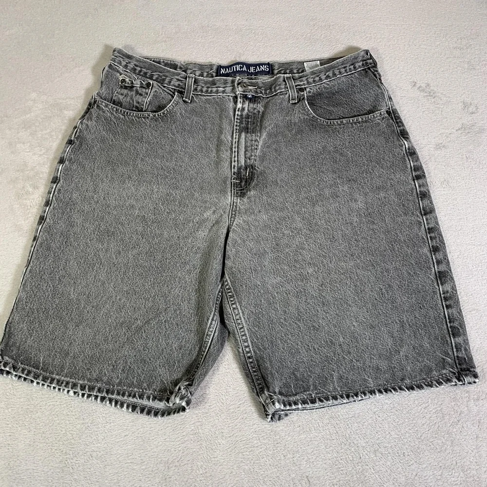 Vintage Nautica Jeans Company Shorts Mens 40 Gray Denim Baggy 11